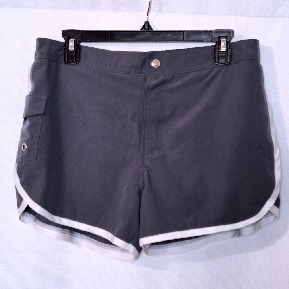 Free Country Womens Gray Board Shorts Swim Trunks‎ Cargo Pocket Size L 12-14